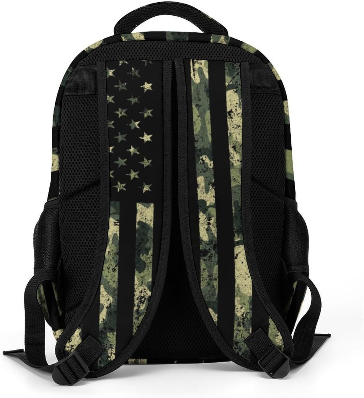 GNEW American Flag Camo Buck Deer Backpack, Army Green Camo School Backpack for Boys, Kids Teens, Water Resistant Daypack Travel Laptop Backpack, 16.5 Inch - Image 5
