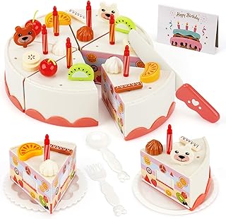 Gâteau d'anniversaire Jouet, Jeux De Cuisine pour Enfants, Aliment à Couper Jeux de Nourriture, Jouet Éducatif Éveil Montessori, Jeu de Rôle Cadeaux Cadeau de Noël pour Anniversaire