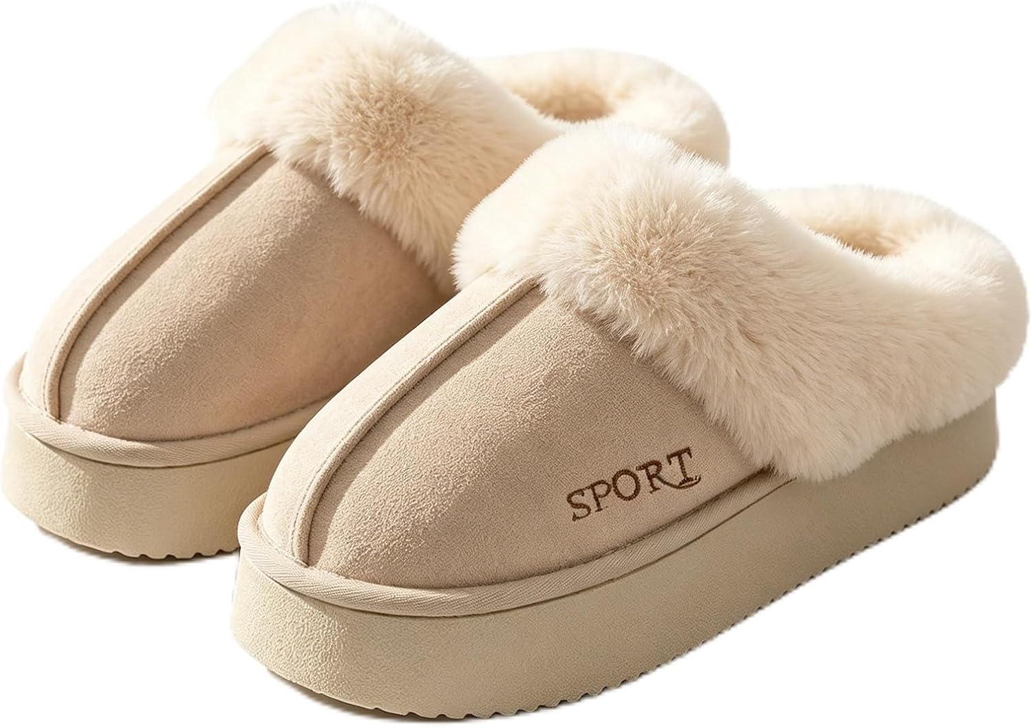 BEMMY Pantufas Felpudas para Mulheres, Confortáveis, de Pele Sintética, para Usar em Casa no Inverno, Pantufas Femininas Antiderrapante com Espuma Viscoelástica.