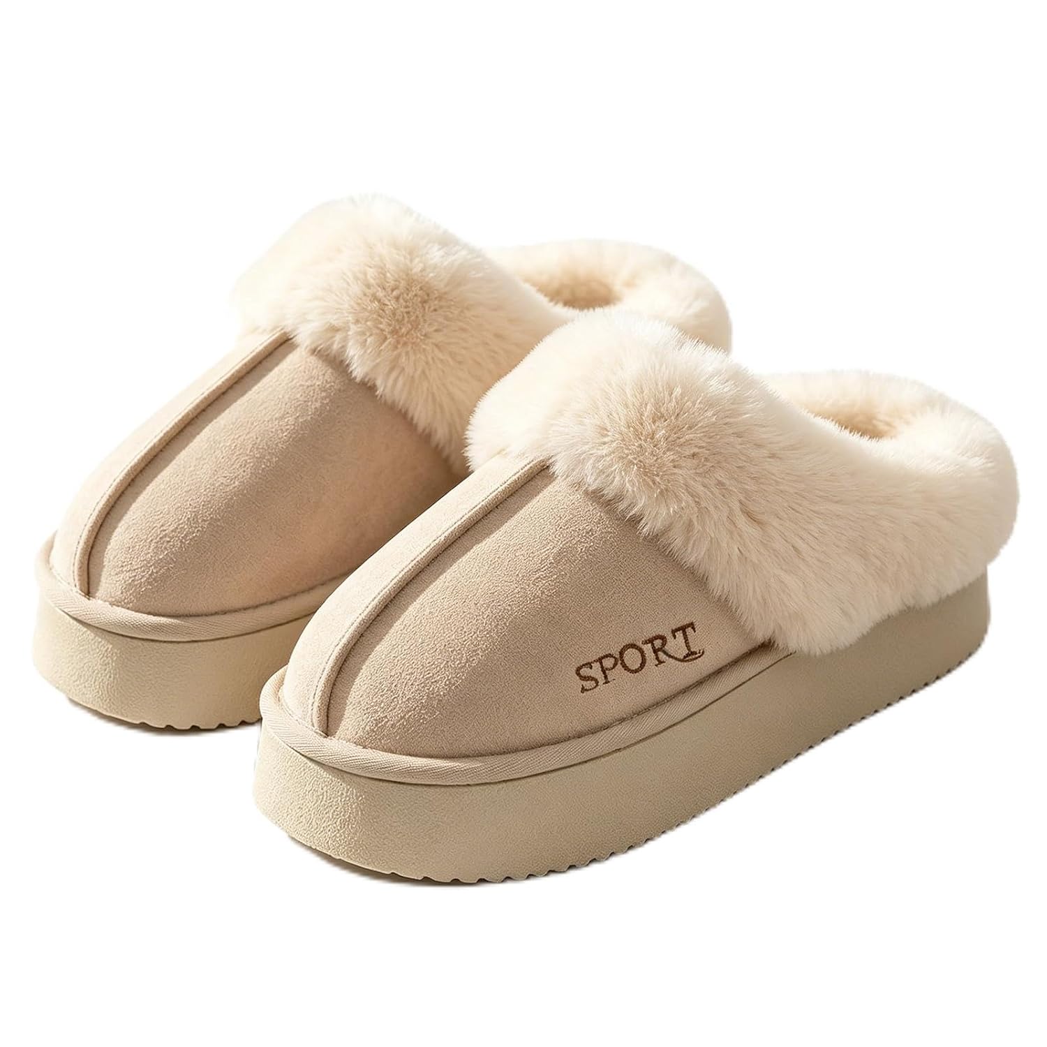 BEMMY Pantufas Felpudas para Mulheres, Confortáveis, de Pele Sintética, para Usar em Casa no Inverno, Pantufas Femininas Antiderrapante com Espuma Viscoelástica.