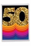 The Best Card Company - 50th Jumbo Birthday Greeting Card (8.5 x 11 Inch) - 50 Years Old Celebration (Not 3D or Layered) - Bold Milestones 50 J6110CMBG