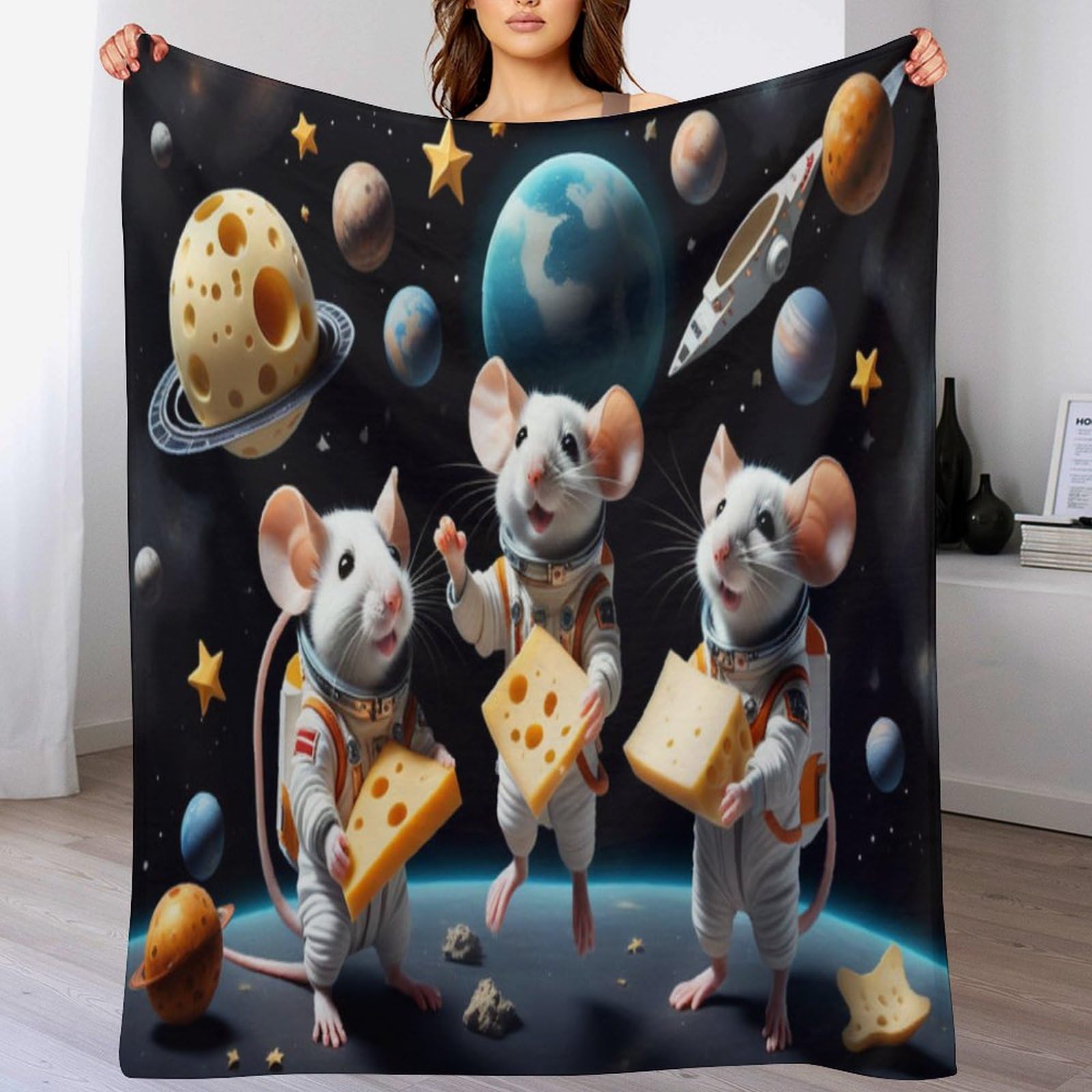 Couverture en polaire astronaute pour vos soirées sur le canapé ou vos voyages en hiver