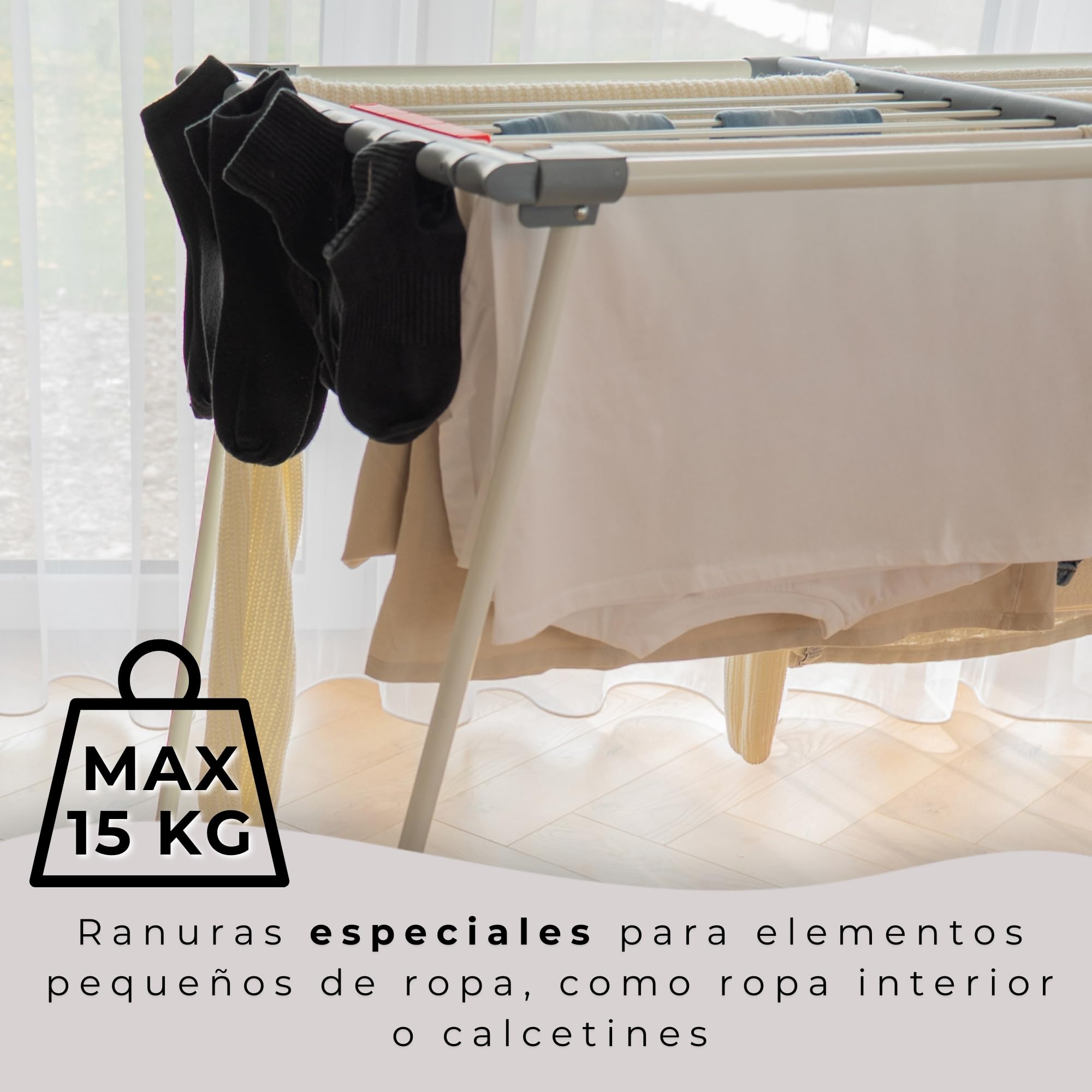 SPRINGOS - Tendedero telescópico Plegable Extensible hasta 20 m para Ropa en el hogar