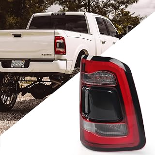 FIONE-For Dodge Ram 1500 Tail Light Assembly 2019-2022 Black smoke LED Rear Lamps Without Blind Spot Detection Right Passenger Side RH CH2801216