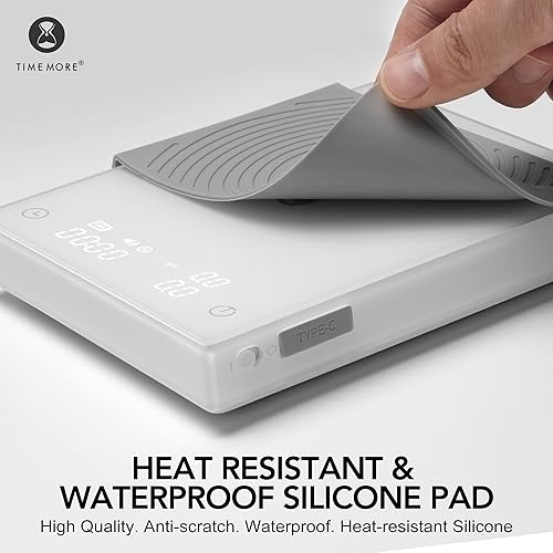 Miniatura 6 de TIMEMORE Báscula de café Basic 2.0 con temporizador, escala de café espresso de espejo negro con función de tasa de flujo, 2000g0.1g de alta