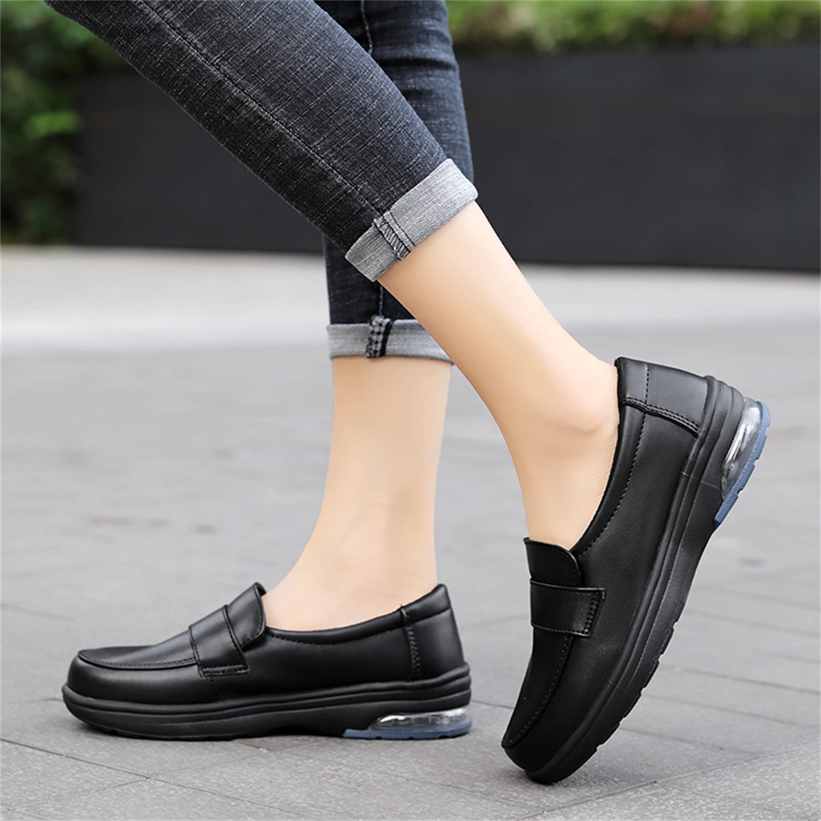 Zapatos De Trabajo Sin Cordones Mujer, Zapatos para Caminar De Enfermería Antideslizantes Cómodos Y Ligeros Mocasines