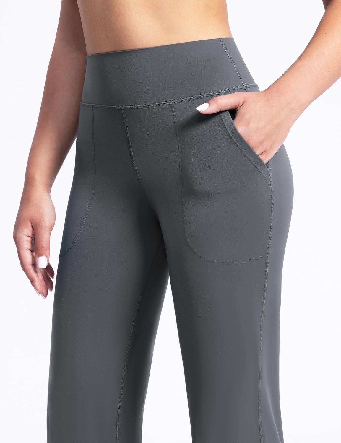 POSHDIVAH Women's Creamluxe Elastic Bottoms Straight Leg Sweatpants High Waisted Yoga Athletic Joggers with Pockets - Image 7