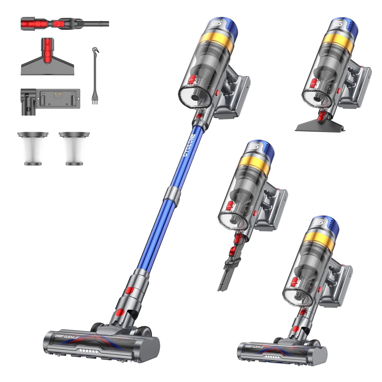 X8 Bezprzewodowy Odkurzacz 48Kpa/580W/70 Min, 2026 Mocna Pionowa Miotła Odkurzacz 1,6L/LED Ekran Dotykowy, Szczotka Przeciwko Splątaniu, Vacuum Cleaner do Podłóg/Dywanów/Włosów Zwierząt