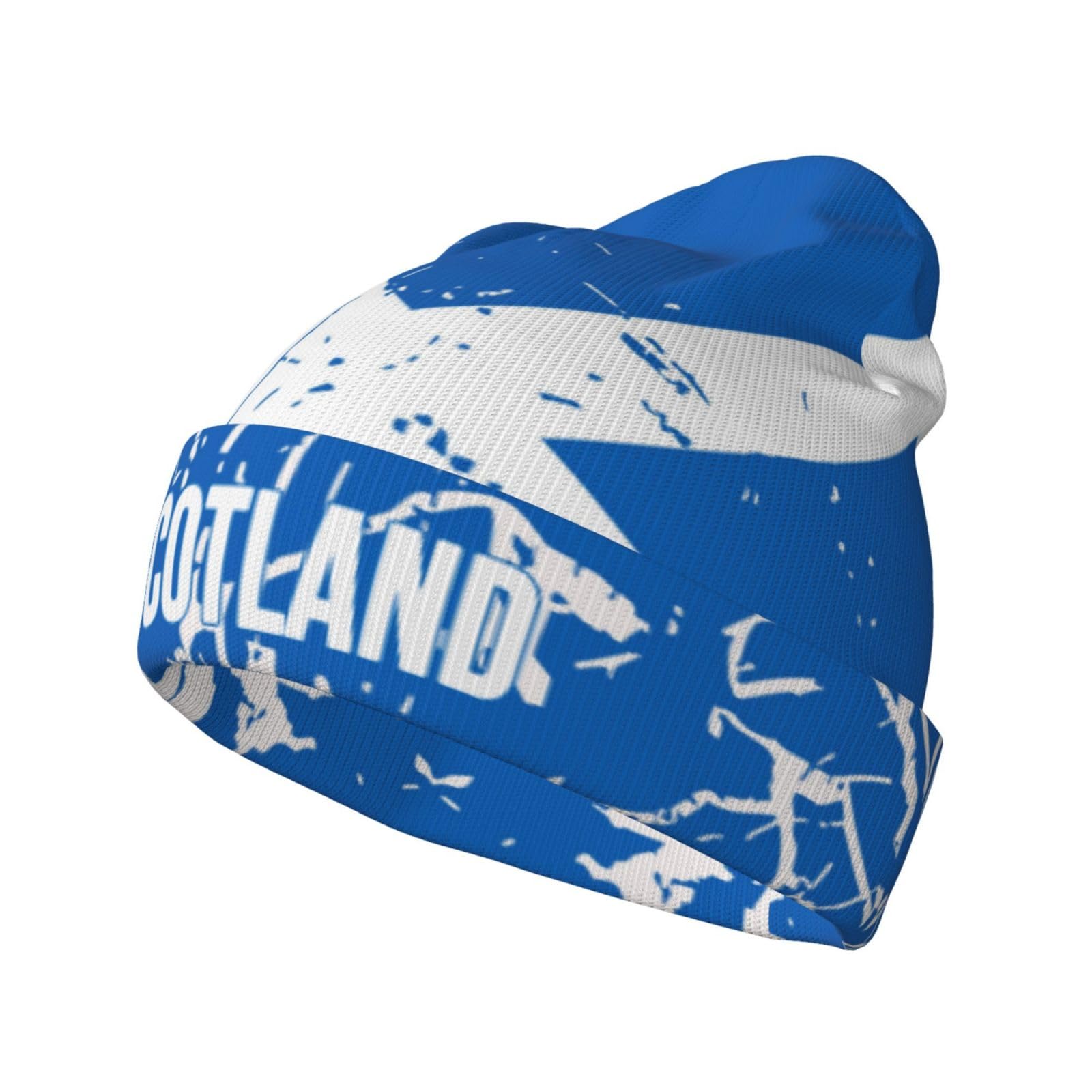 FAGIUCHI Scotland Font (2) Flags Knit Hat Slouchy Beanie Full Print Hats Skull Winter Caps Black