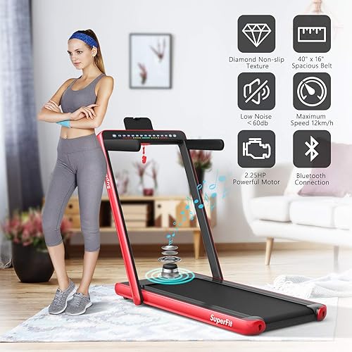 Miniatura 8 de Goplus Caminadora plegable 2 en 1 con pantalla doble, 2.25 HP Superfit - Caminadora eléctrica para debajo del escritorio, sin instalación, altavoz