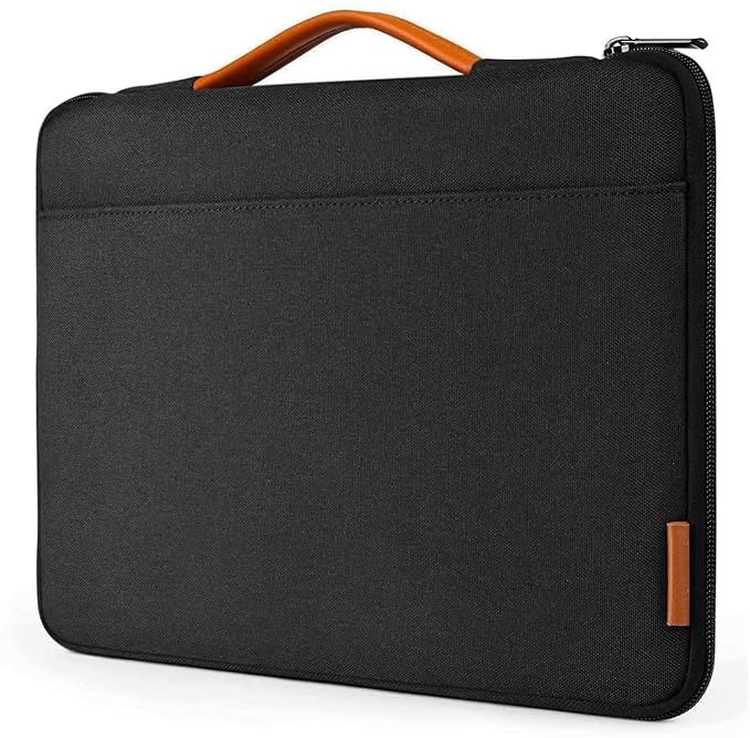 Dynotrek Vostro 15.6 inch Laptop Sleeve Case Pouch, with Leather Handle Shockproof Protective Cover, Accessory Pocket, Briefcase Carrying Computer Hand Bag, HP, ASUS, Dell, Lenovo, Acer -Black