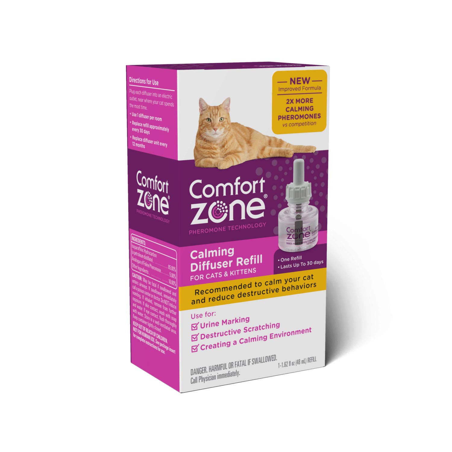 Comfort Zone1 Pack Cat Calming Diffuser Refills; 30-Day Refills; Pheromones Help Cat Anxiety
