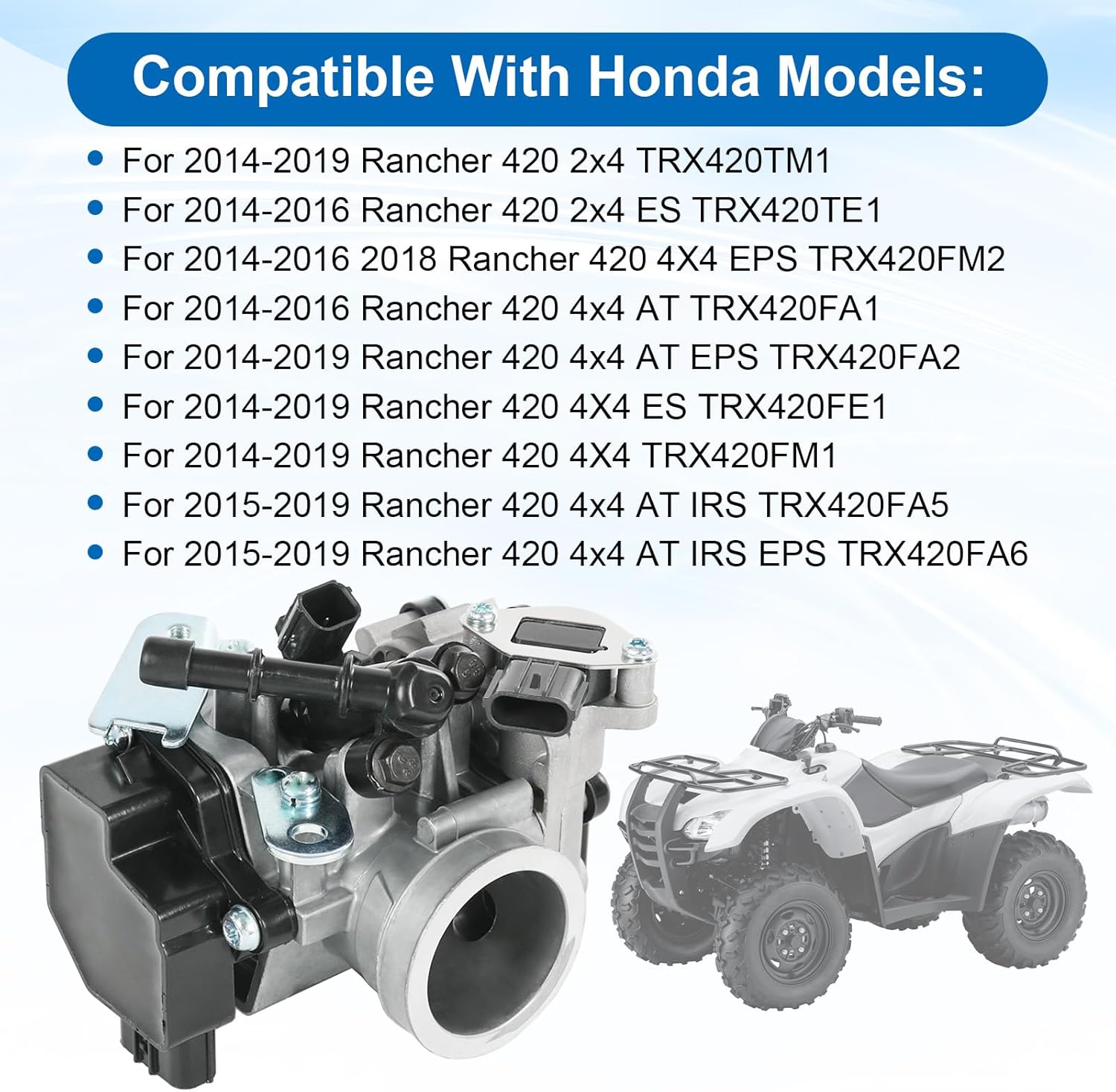 Throttle Body Compatible with Honda Rancher 420 TRX420 2014-2019# 16400-HR3-A42 16400-HR3-A43 16410-HR3-A41