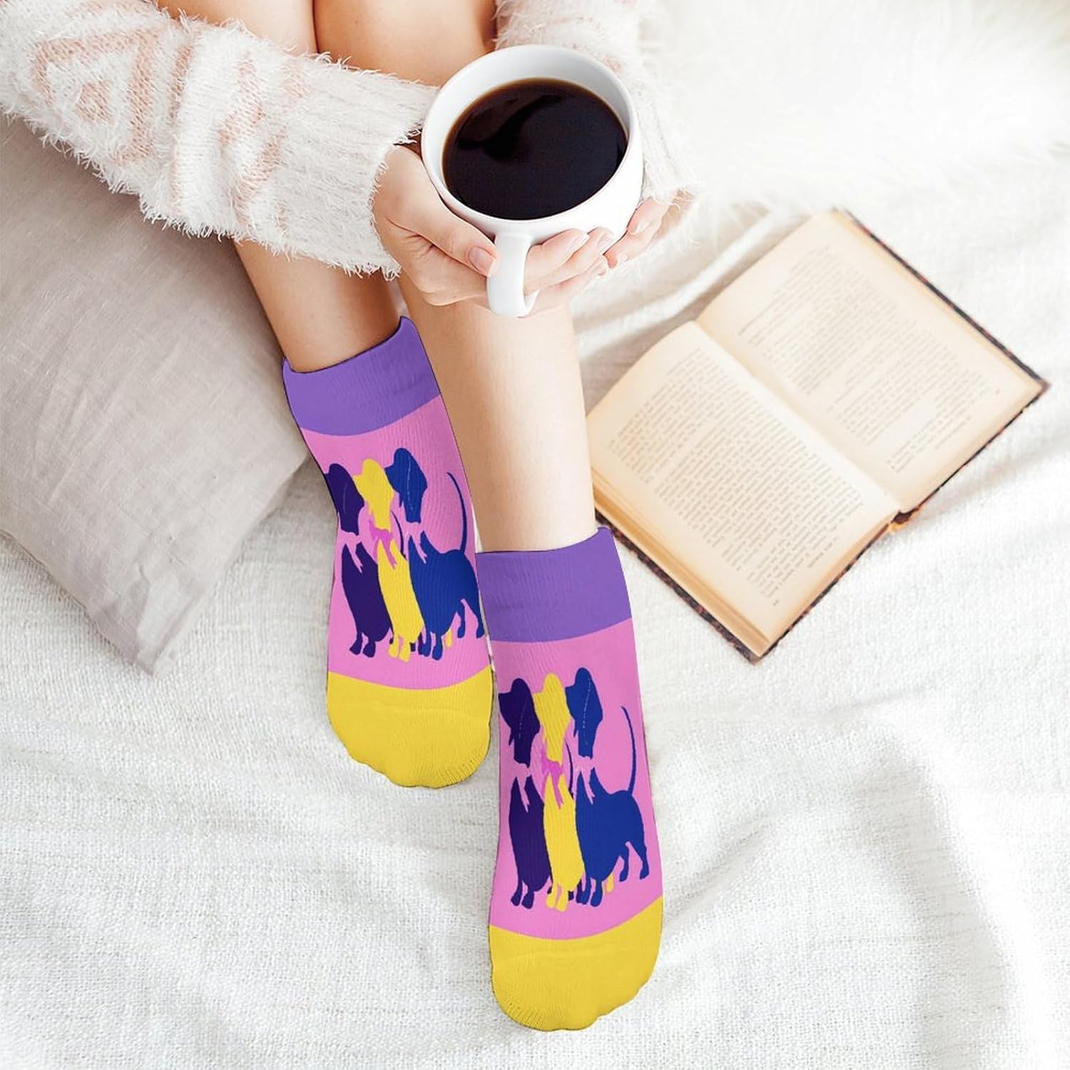 Wiener Dog Dachshund Socks for Men Women 5 Pairs Ankle Socks