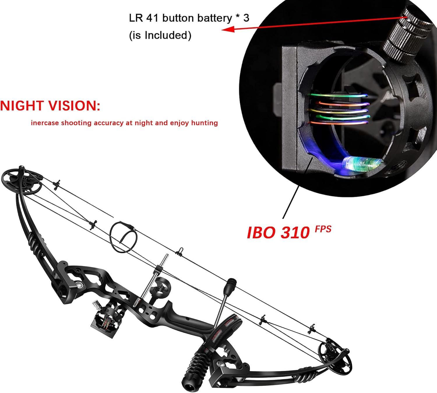 Rochan Aluminum Alloy Compound Bow with Dyneema Bow String Right Hand Composite Bow with Adjustable Draw Length and Weight Compound Bow Kit, IBO 310FPS : Sports & Outdoors