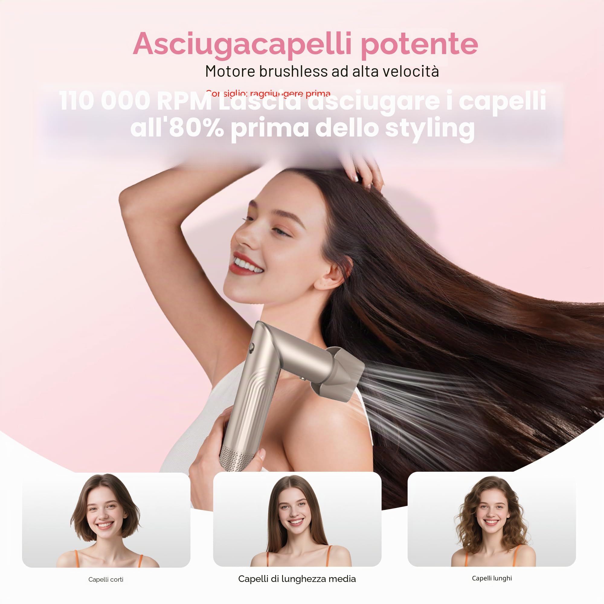 Atopskins Airstyler Asciugacapelli 5 In 1 Spazzola Asciugacapelli 110000PRM | Asciugacapelli con Spazzola Lisciante Phon Capelli Pazzola Lisciante Per Capelli Spazzola Phon Spazzola Arricciacapelli Aria