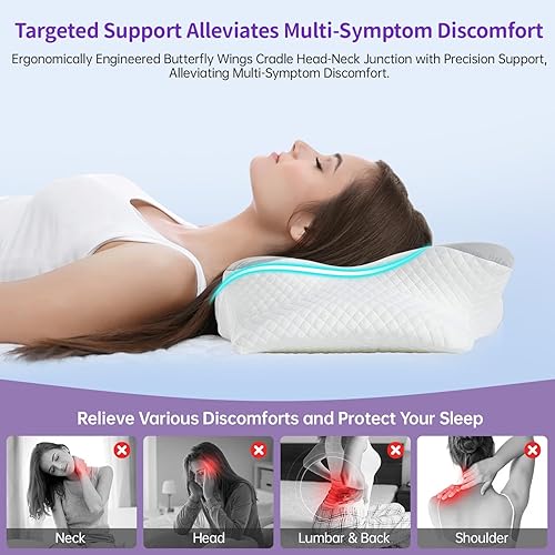 Miniatura 4 de Almohada cervical de mariposa para aliviar el dolor de cuello, almohada de espuma viscoelástica para cuello y hombros, almohada ergonómica de apoyo