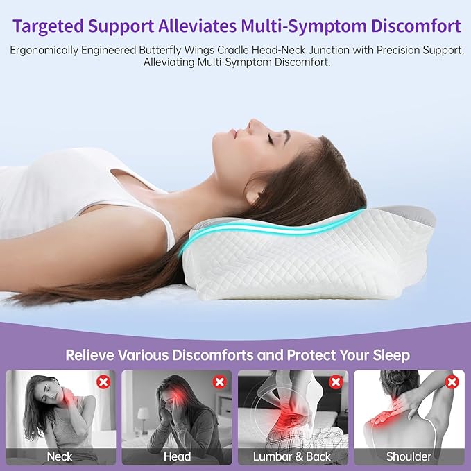 Almohada Cervical Memory Foam Tamaño Estándar con Funda Lavable miniatura 4