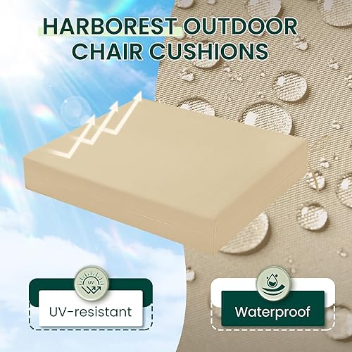 Miniatura 2 de HARBOREST Juego de 4 cojines para sillas de exterior, cojines cuadrados impermeables para muebles de patio - Cojines para muebles de patio con