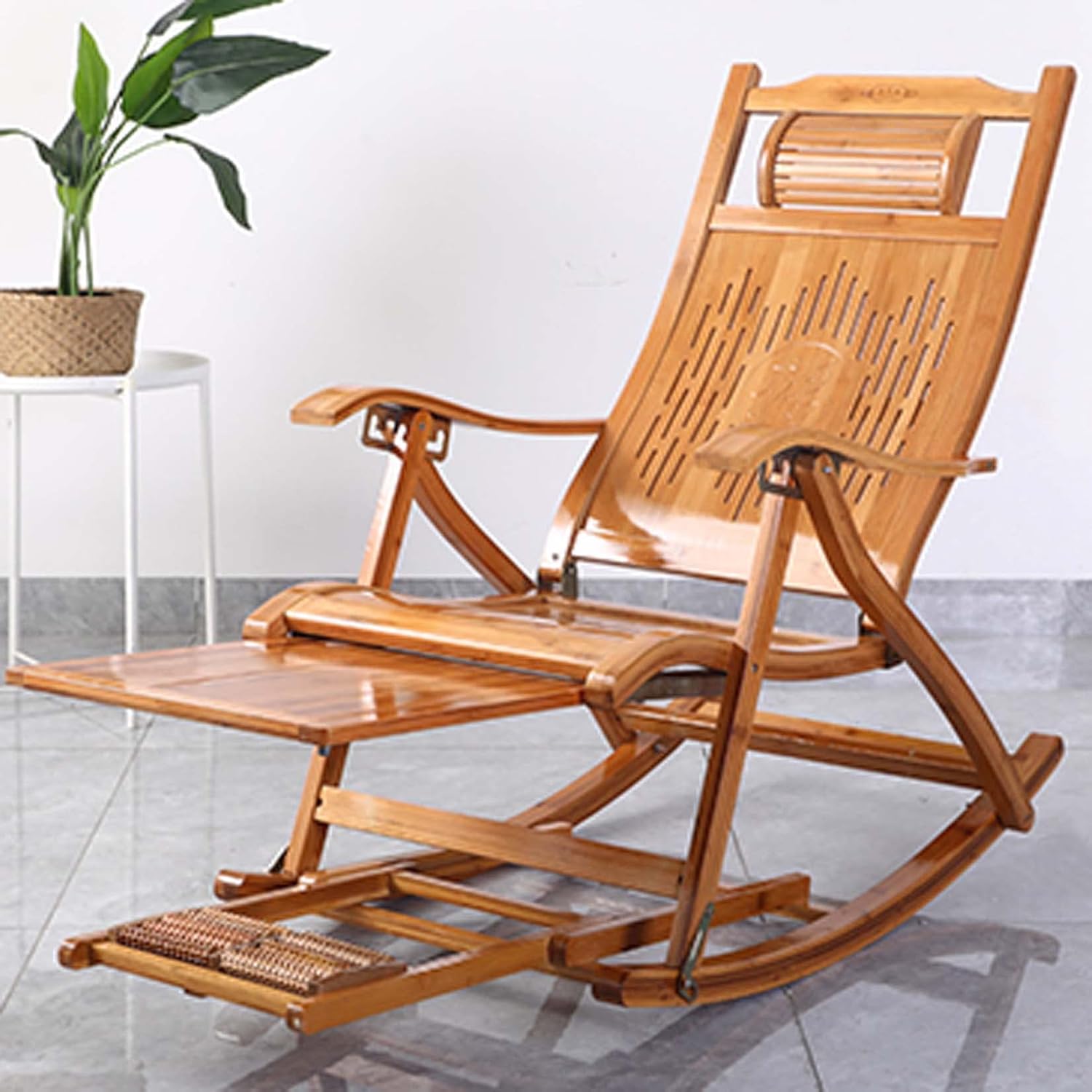プレミアムロッキングチェア、折りたたみ式バンブーレジャーロッキング