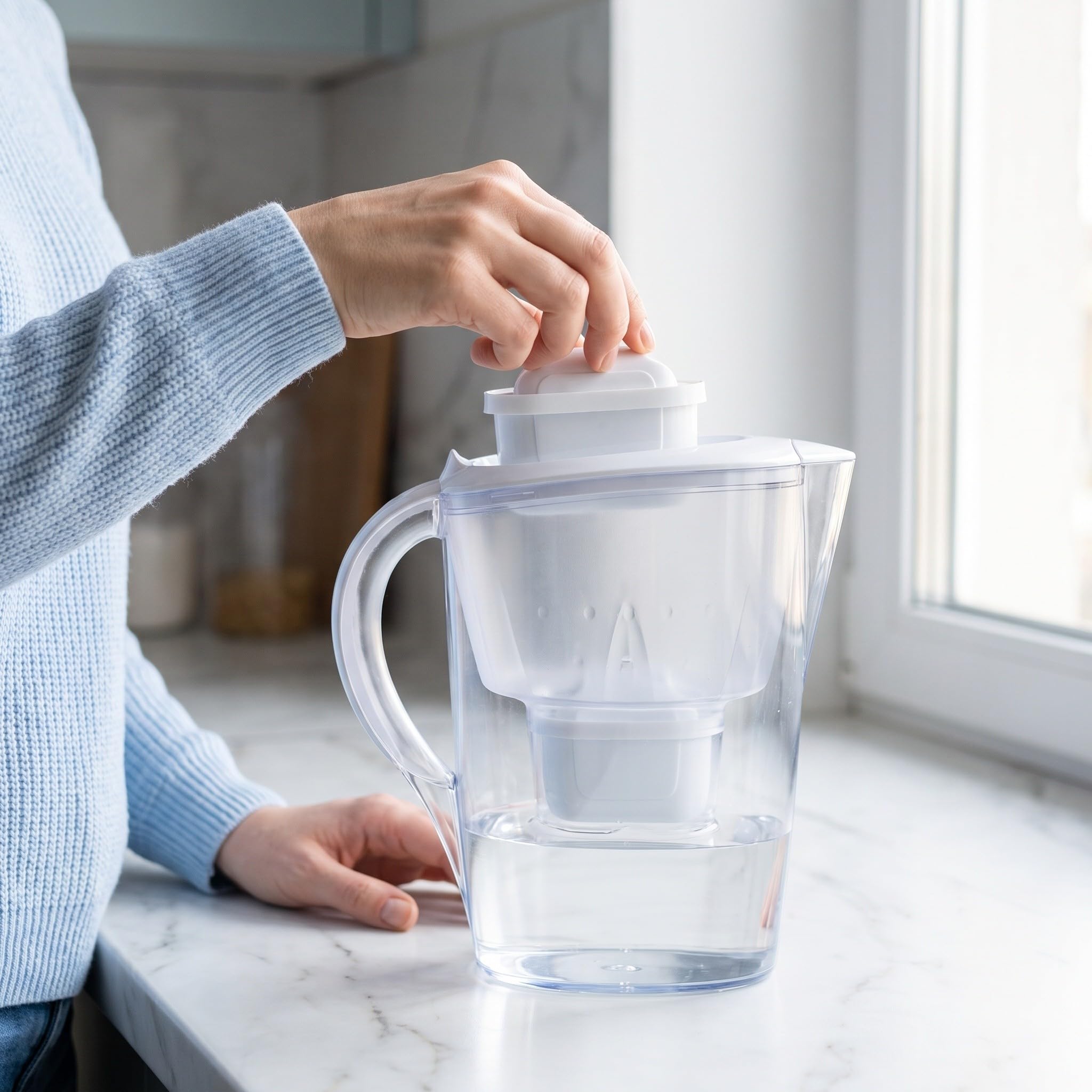 6 cartuchos de filtro de agua compatibles con jarra, color blanco.