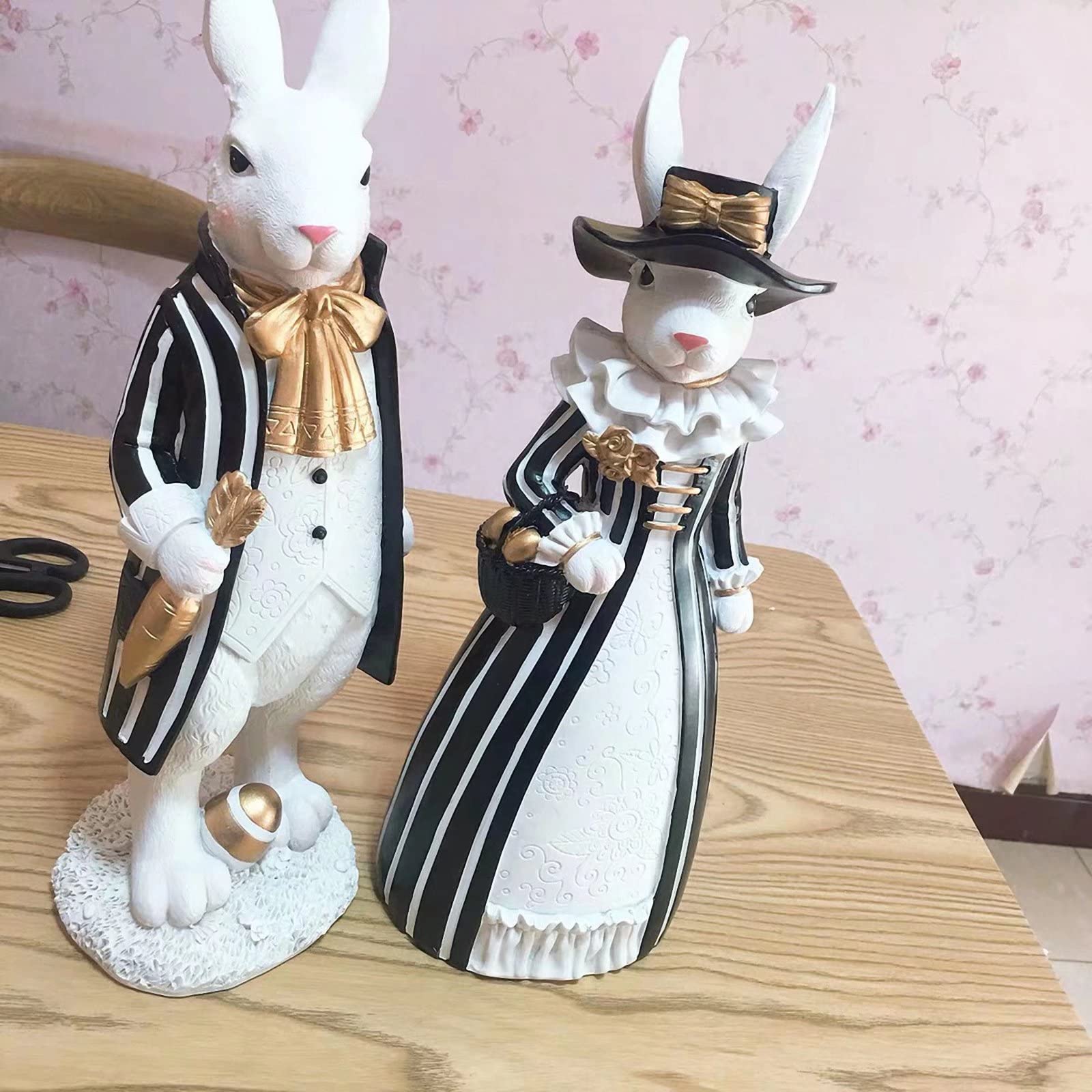 Amazon.com: Plancholo Easter Bunny Figurines Mrs. Rabbit Statues