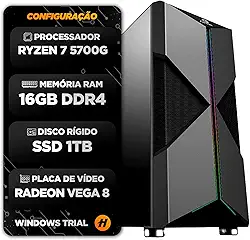 PC Gamer Hertz Ryzen 5700G, 16GB RAM, SSD 1TB, Vega 8, Gabinete RGB – Potência e Visual para Gamers Exigentes