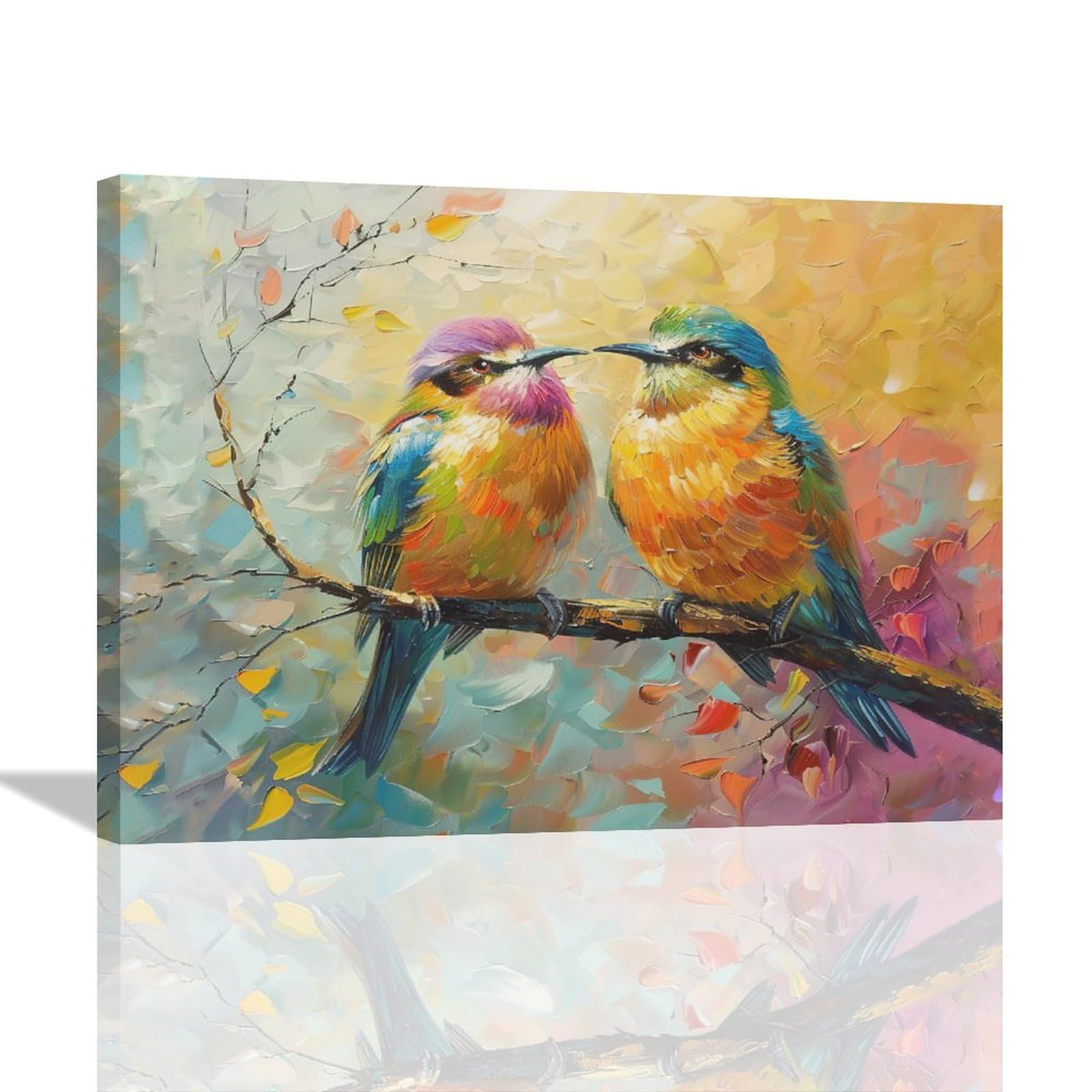 nanen Bird Canvas Wall Art Birds Painting Print Artwork Abstract Graffiti Pictures Wall Decor for Home Bathroom Living Room Kitchen Bedroom 16"x12"