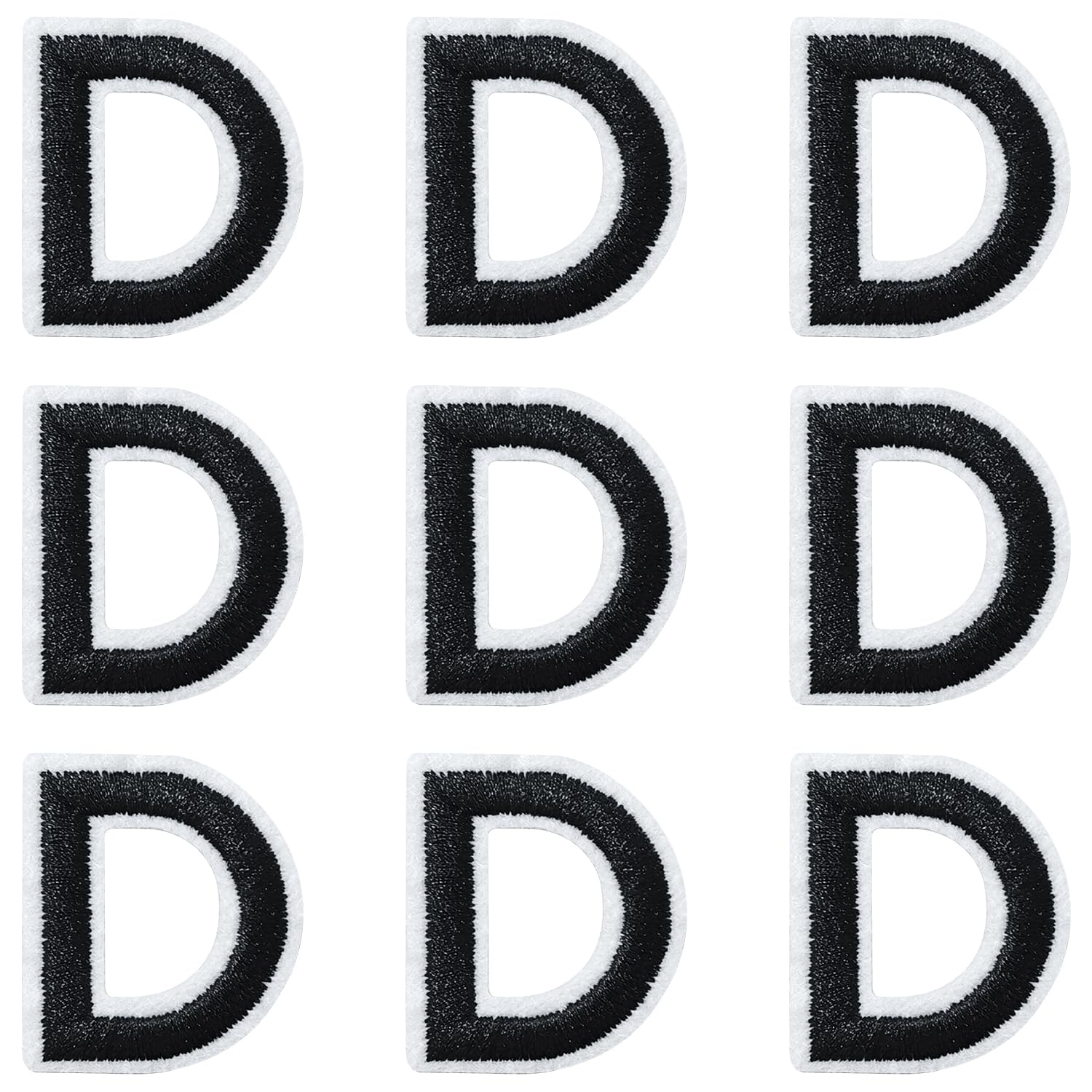 IANZE 9PCS Iron on Letter Patches, Black Letter D Patches Embroidered Letter Patch for Clothing, Jeans, Hats, T-Shirts, Backpacks, Etc. (Black-D)
