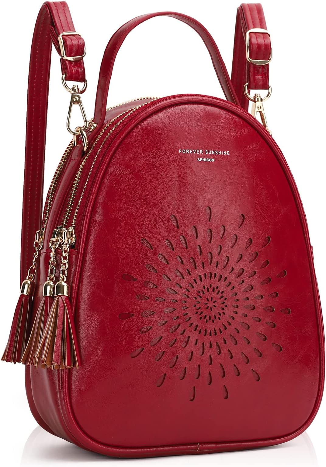 APHISON Fashion Mini Backpack Purse for Women Teen Girls Cute Small Backpacks PU Leather Crossbody Shoulder Bags Handbags Multifunctional and Large-Capacity Daypack Purse L-RED