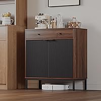 Vista 14 de Mericonia Aparador Buffet de Granja con Almacenamiento, Barra de Café Acanalada con Puertas y Estantes Ajustables, Gabinete de Consola de Madera