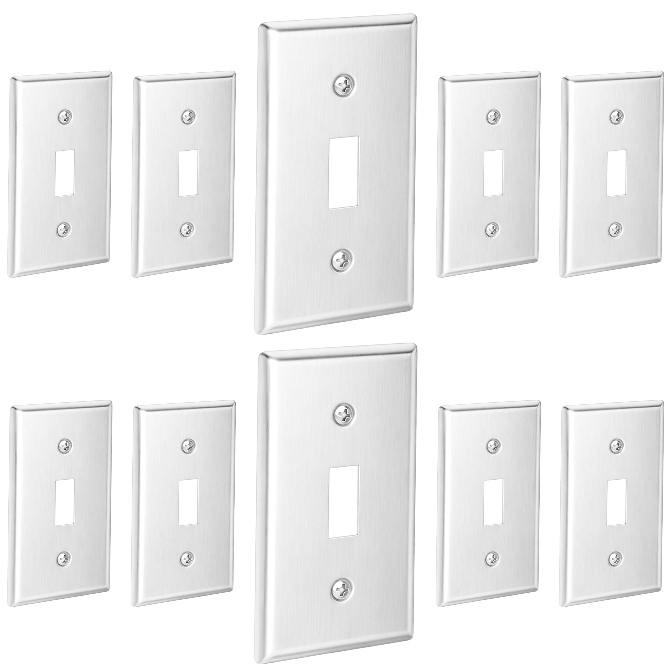 OHLECTRIC Placca da parete per interruttore elettrico a levetta singola 4x2 (confezione da 10) Coperture standard per interruttori della luce a levetta 1 banda, copertura in metallo resistente per