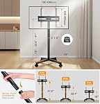 Hemudu Mobile TV Stand for 23-60 Inch LCD LED Flat/Curved Screen TVs, TV Cart Holds up to 77Lbs, Rolling TV Stand with Tilt and Height Adjustable, Pole TV Floor Stand with Wheels Max VESA 400x400mm