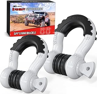 Nilight 2 Pack 3/4" D-Ring Shackle with 7/8" Screw Pin 41,887lbs Break Strength, Heavy Duty Off Road Recovery with Isolators Washers for Use with Tow Strap, Winch, Off-Road Jeep Truck Vehicle