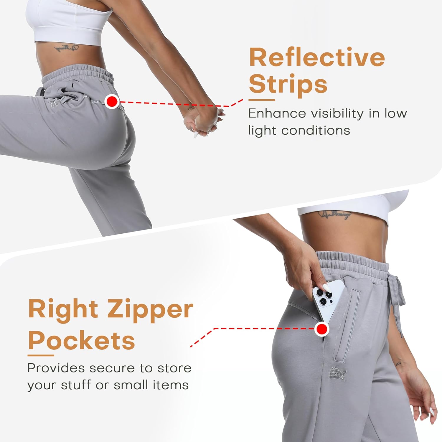 BROKIG Women's Cloudloft Joggers Zipper Pocket,Casual Soft Sweatpants Athletic Tapered Pants for Women Lounge Workout - Image 3