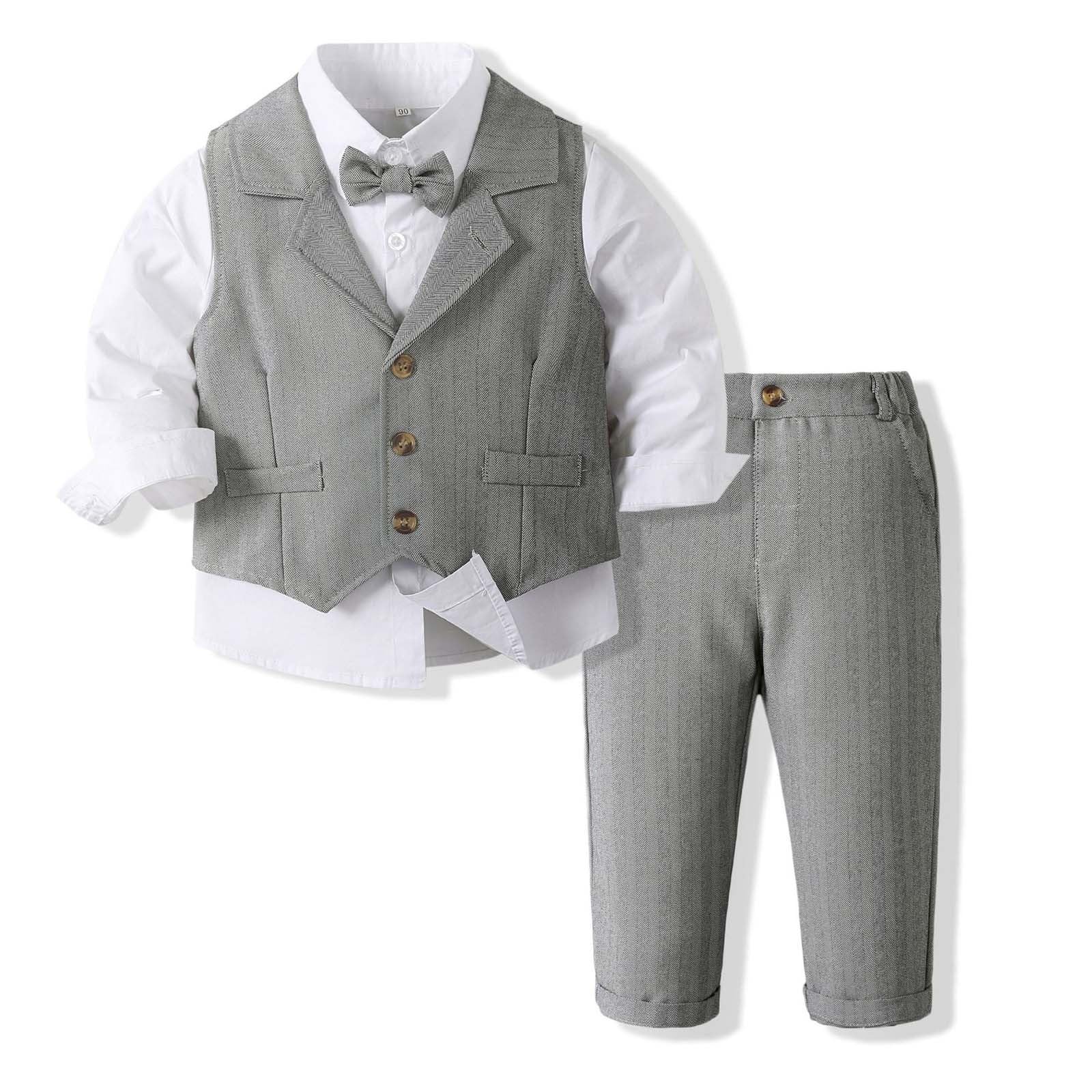 Generisch Formelle Anzüge mit Hemd Weste Hose Fliege Kleinkinder bis klassisches Outfit Set für Feierlichkeiten geeignet ab 18 Monaten bis 7 Jahren elegante Kombination für besondere Anlässe
