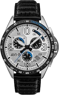 AVI-8 P-51 Mustang Blakeslee Men's Chronograph Pilot Watch – Japanese Meca-Quartz Movement, 43mm Stainless Steel Case, Lea