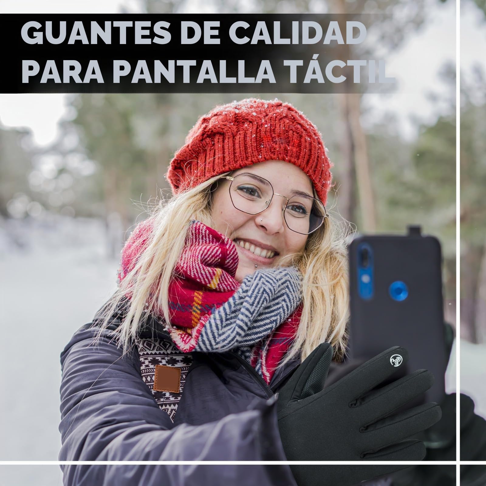 WESTWOOD FOX Guantes de Invierno Impermeables para Hombres y Mujeres, Resistentes al Viento, Guantes de esquí cálidos, Pantalla táctil, Guantes de Agarre Antideslizantes para Ciclismo, Snowboard