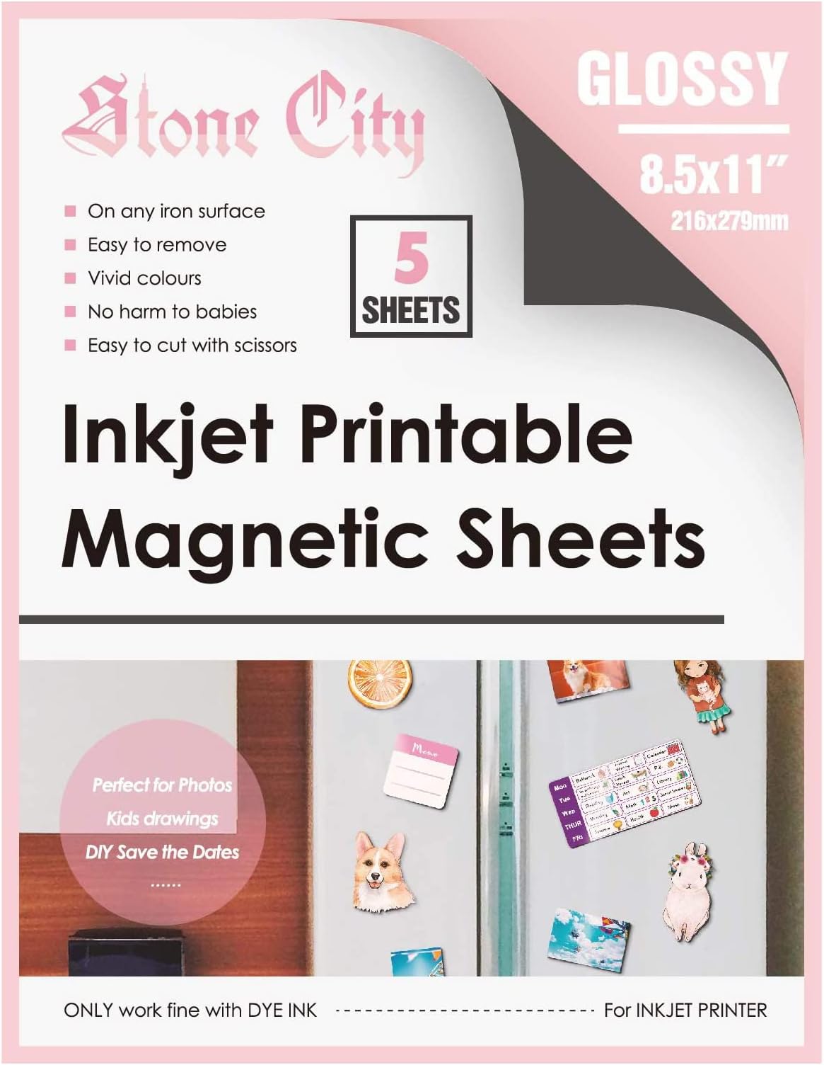 Stone City 12 Mil Magnetic Printable Sheet for Refrigerator, 8.5 x 11 Inches