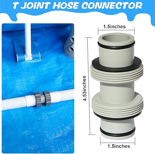 Miniatura 5 de Adaptador de manguera de bomba de filtro, extensor de manguera de piscina de 1.5 pulgadas con doble anillo impermeable, conector de manguera de
