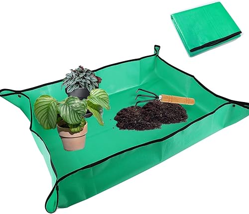 Tapete de bandeja para macetas, tapete de trasplante de plantas de 29.5 x 39.4 pulgadas, bandeja impermeable para macetas para plantas de interior,