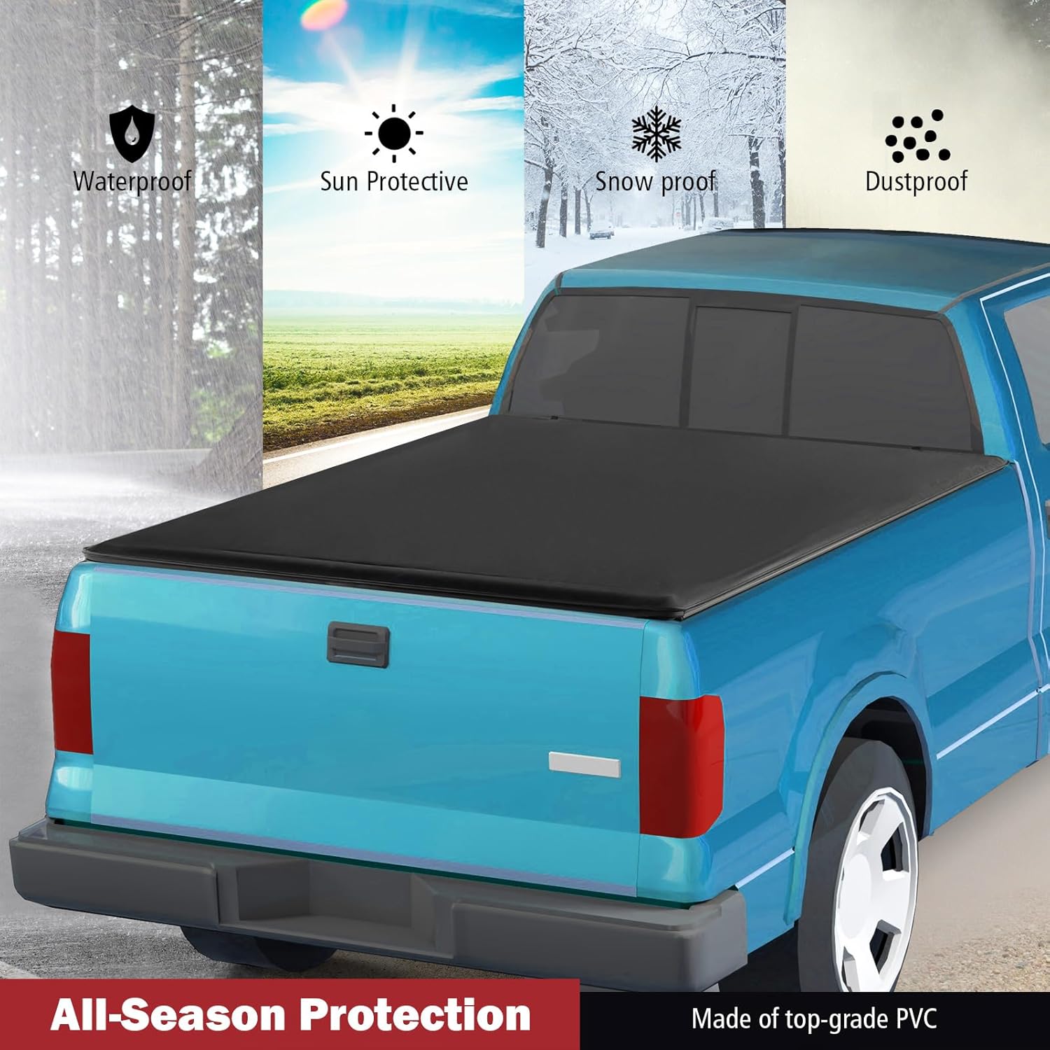 Goplus Soft Roll-up Tonneau Cover, Weatherproof Truck Bed Cover for 02-18 Dodge Ram 1500, 19-23 Ram 1500 Classic only, 03-23 Dodge Ram 2500/3500 Fleetside 6.4 Ft Bed