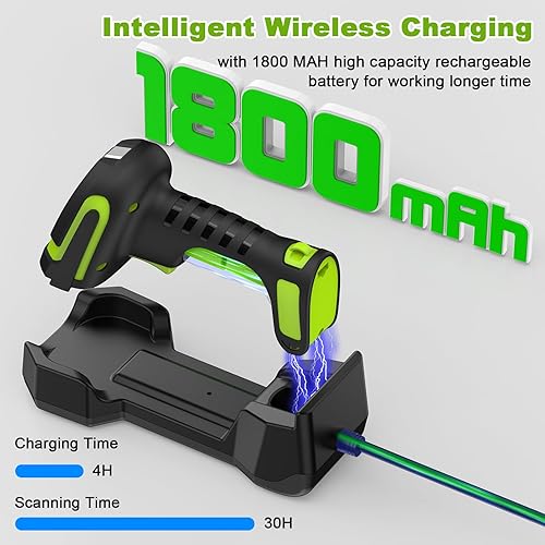 Miniatura 7 de Escáner de código de barras inalámbrico industrial de 433 Mhz con base de carga, IP65 a prueba de caídas Bluetooth 2 en 1 y lector de código de