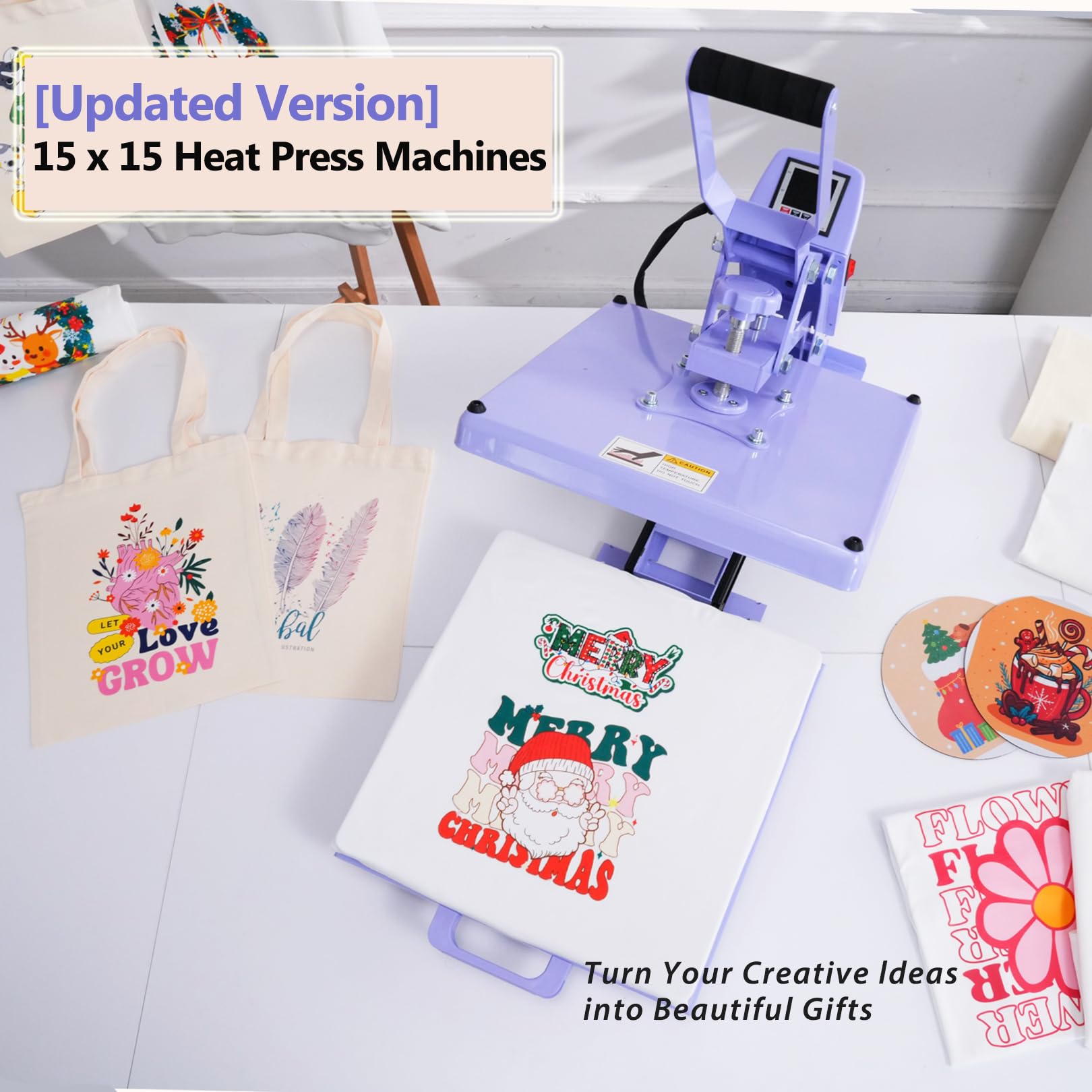 38x38 Schiebeauszug Heißpresse, Flachbett-Heizpresse für T-Shirts, Transferpresse, Industrielle Digitale Sublimationsmaschine für Sublimation auf T-Shirts für DIY (Lila)