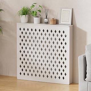 Living Room Heating Decorative Cabinet Modern Style Radiator Cover Decoration MDF Heater Heating Side Stand Cabinet Home Indoor Shelf Space Heater Covers Bedroom Hallway,White,L60*H80*W15