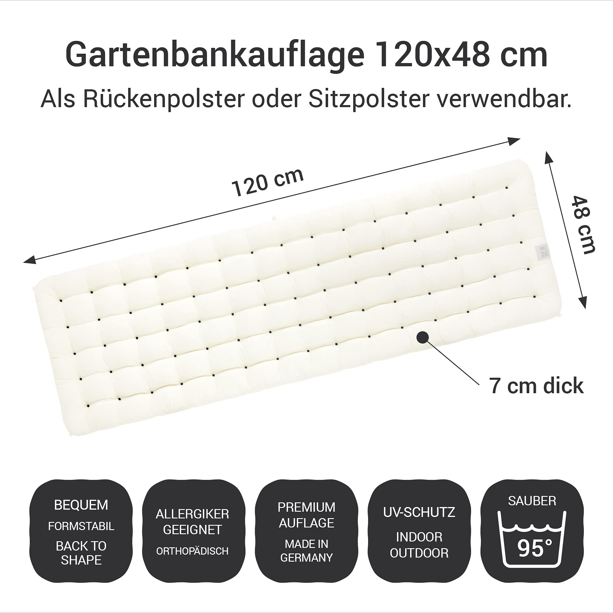 HAVE A SEAT Gartenbank-Auflage – 150x48 Cm, Waschbar Bis 95°C