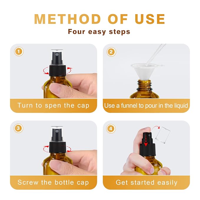 Botellas Atomizadoras de Vidrio Ámbar 4oz Set de 4 miniatura 3