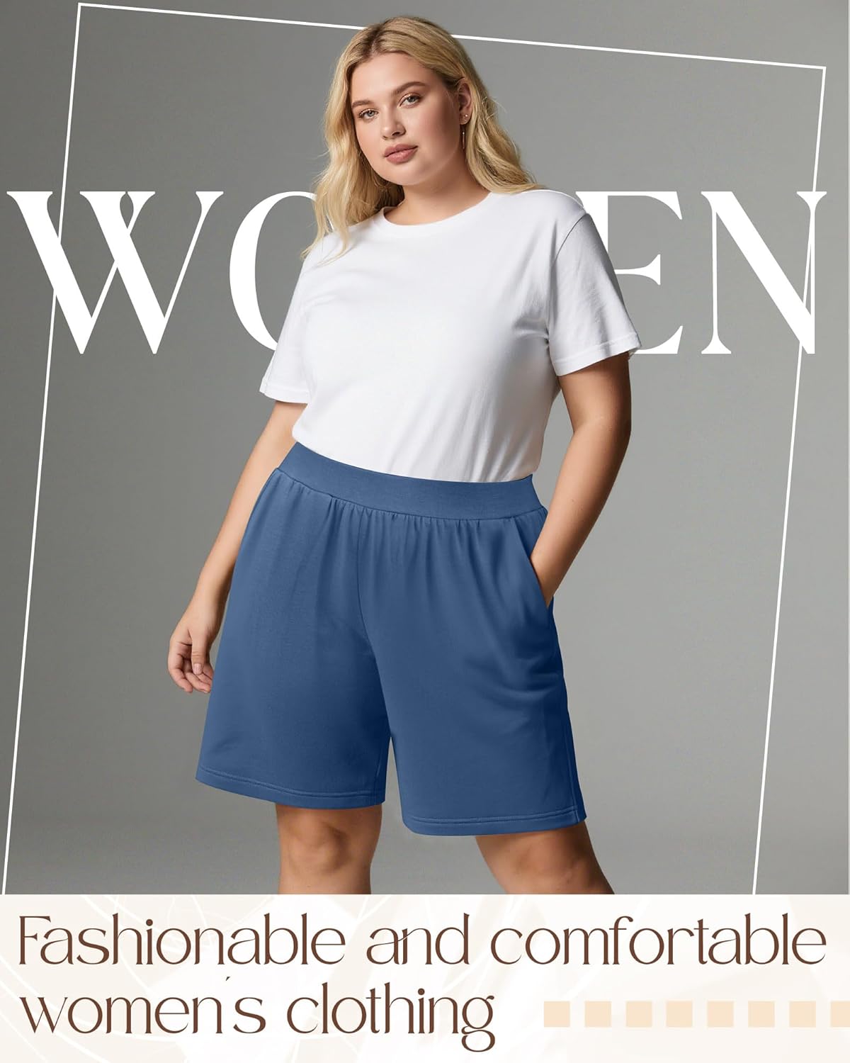 3 Pack Women's Plus Size Bermuda Shorts, High Waisted Elastic Bermuda Active Summer Shorts with Pockets