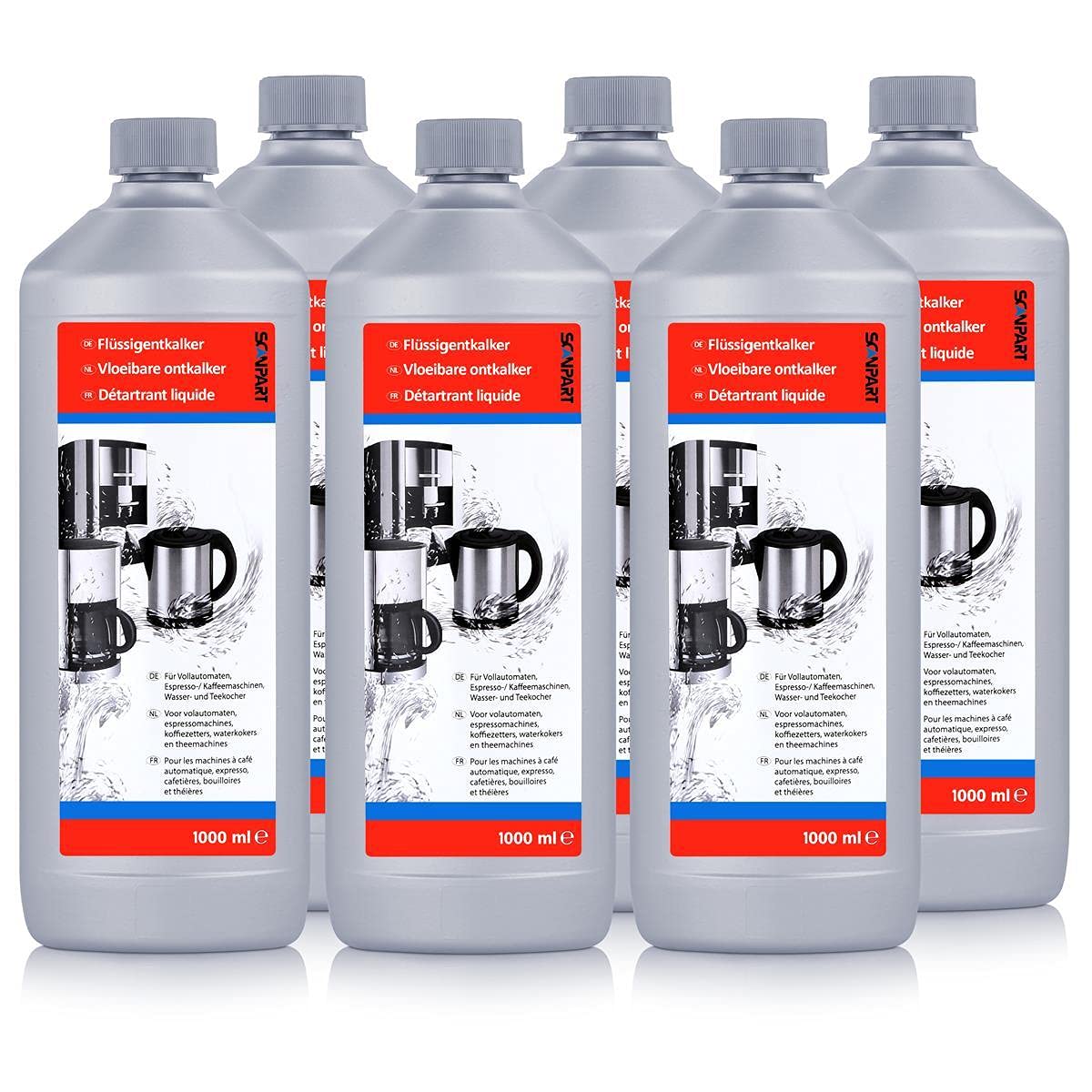 SCANPART Flüssig-Entkalker 1 Liter für Espresso-/Kaffeemaschinen (6er Pack)