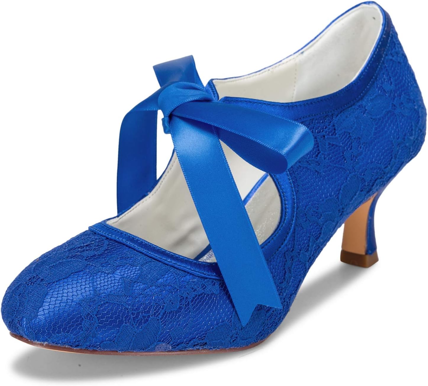 JIAJIA140311 Bridal Lace Satin Low Heel Closed Toe Prom Party Dance Wedding Shoes Wommen Pumps